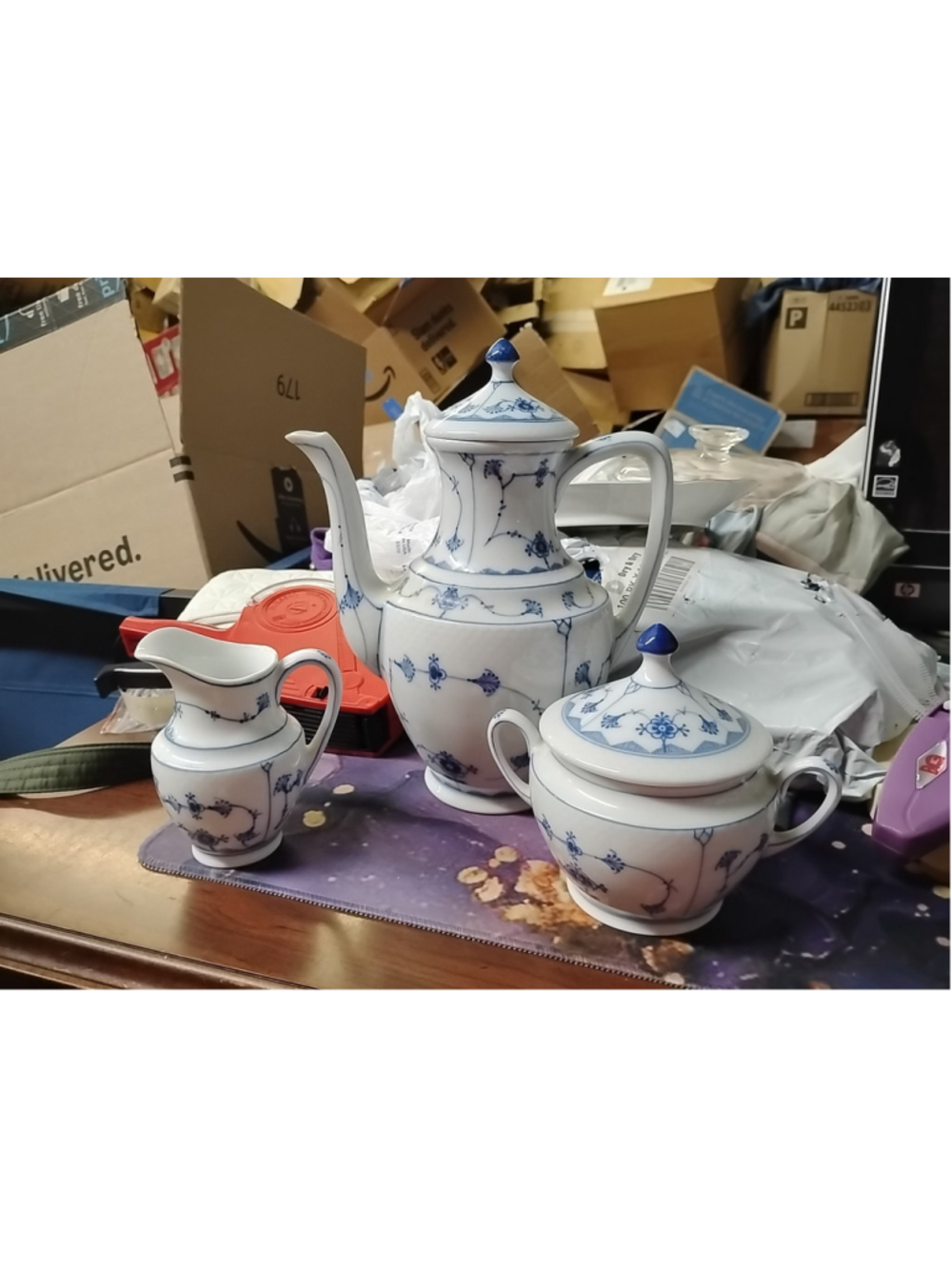 HUTSCHENREUTHER BLUE ONION CHINA COFFEE LARGE COFFEE POT Sugar Creamer